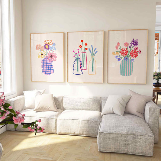 Flower Vase Print Set of 3