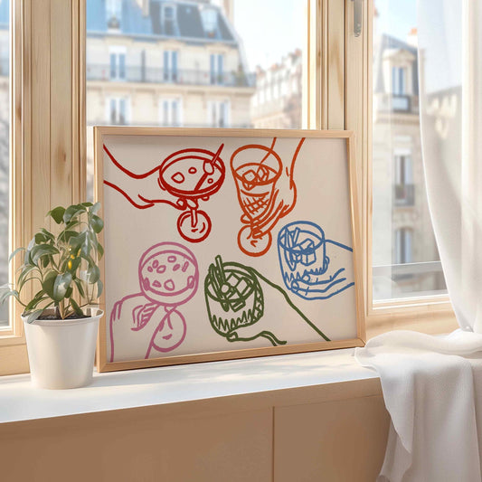 Cheers Colorful Glass Horizontal Print