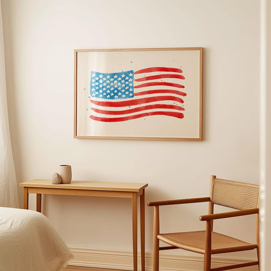 American Flag Watercolor Print