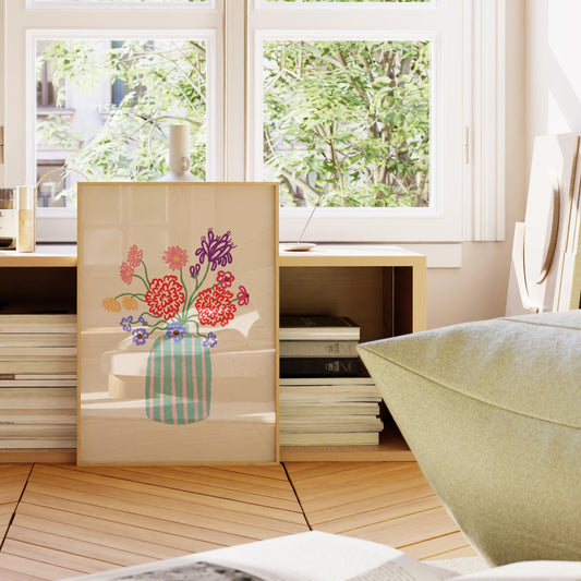 Flower Vase Striped Print