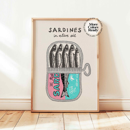 Sardines Tin Retro Pink Print