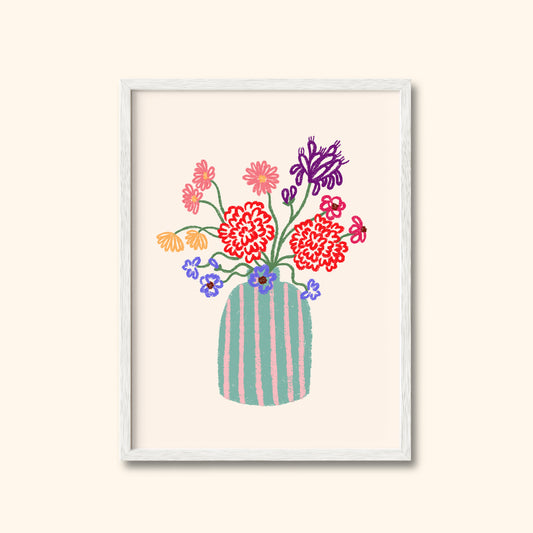 Flower Vase Striped Print