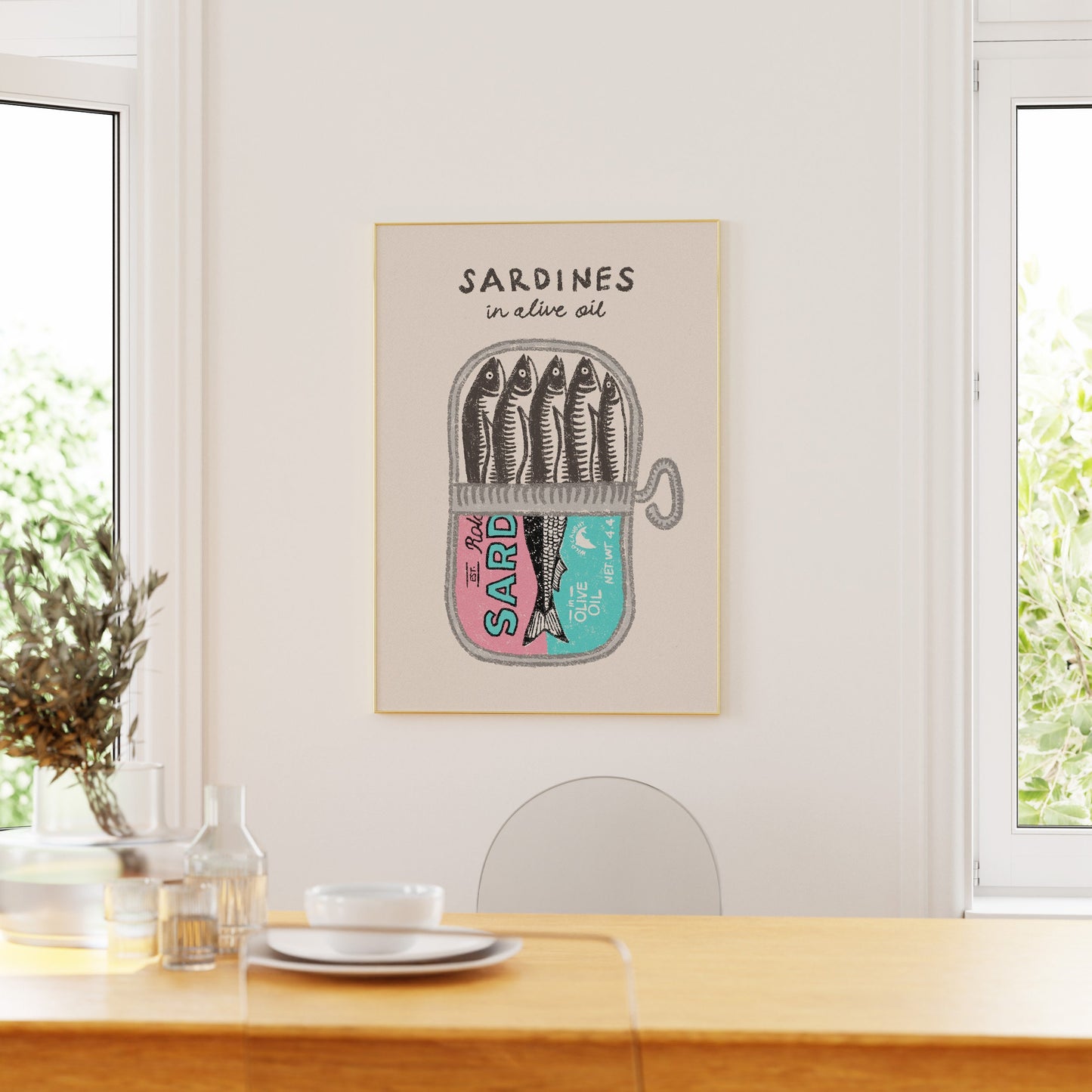 Sardines Tin Retro Pink Print