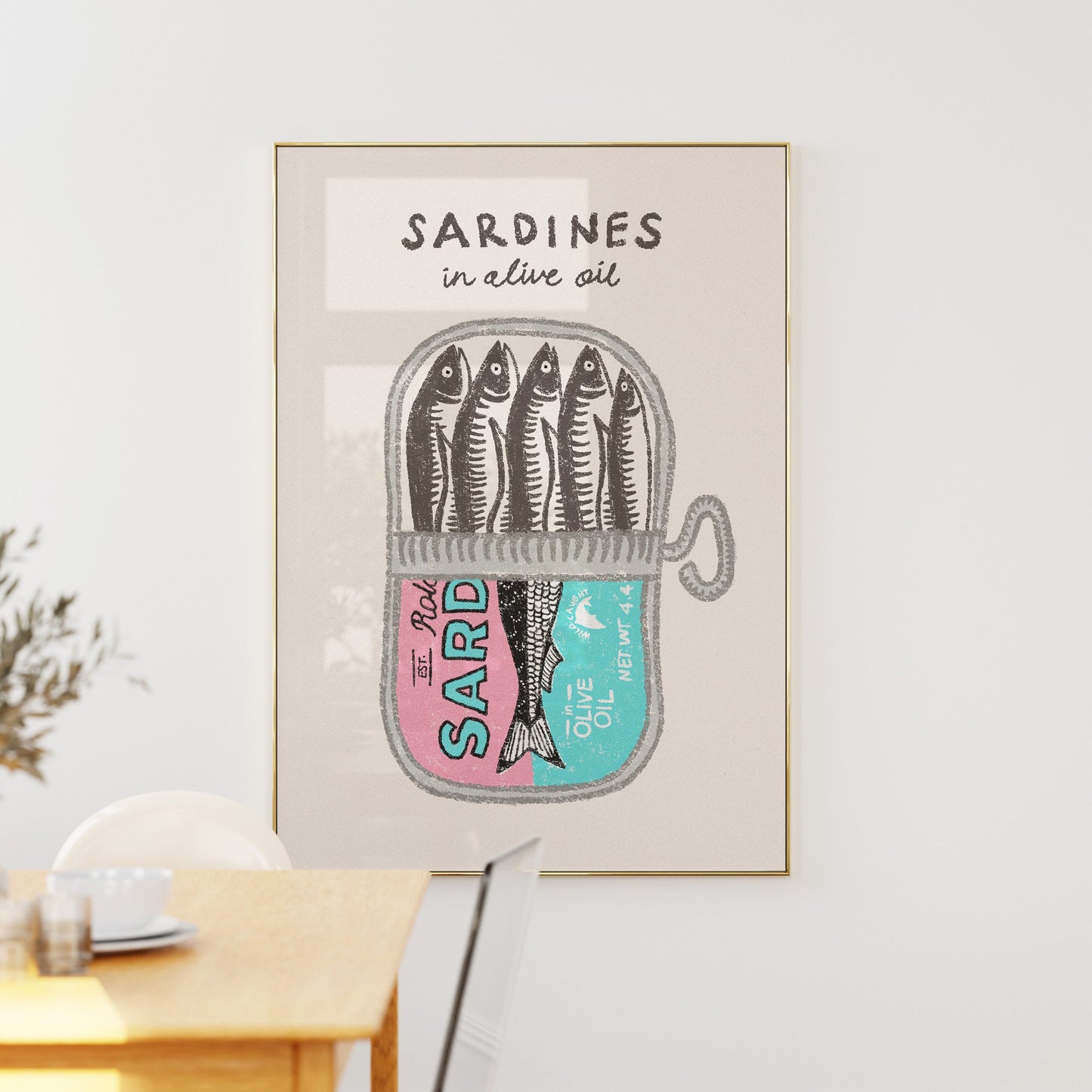 Sardines Tin Retro Pink Print