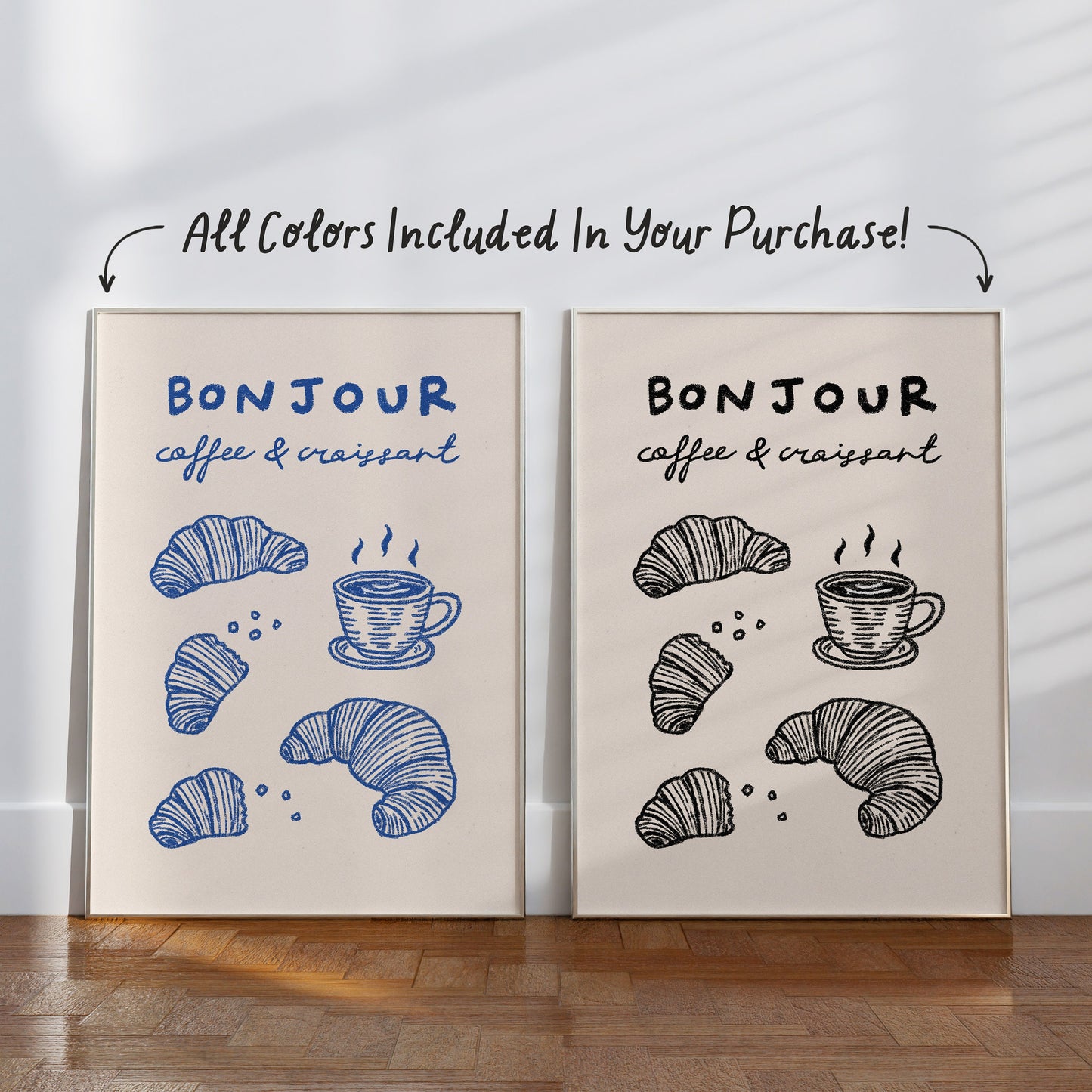 Bonjour Coffee Croissant Print