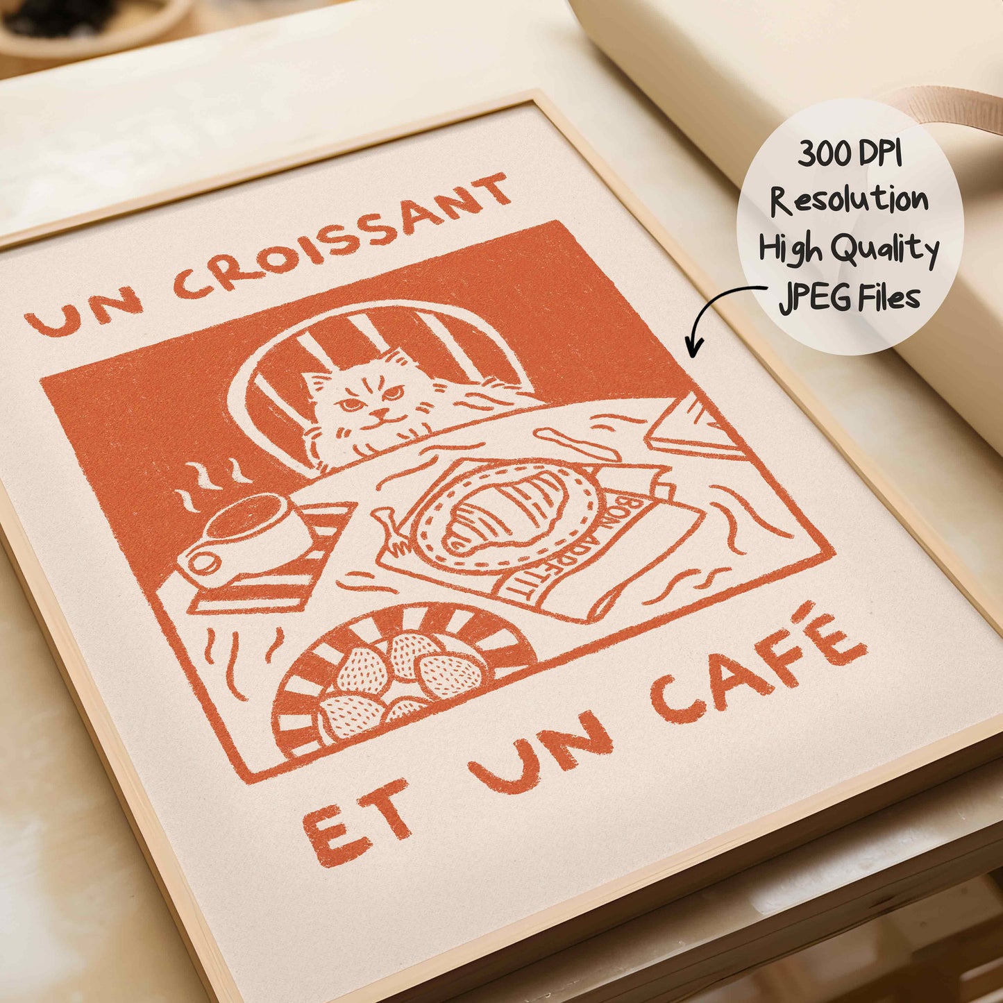 French Cafe Cat Print