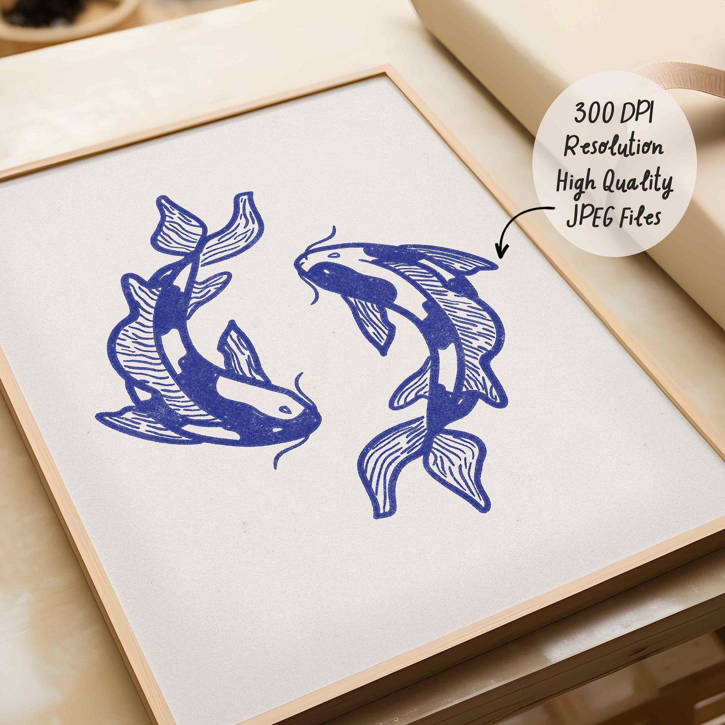 Koi Fish Hand Drawn Print