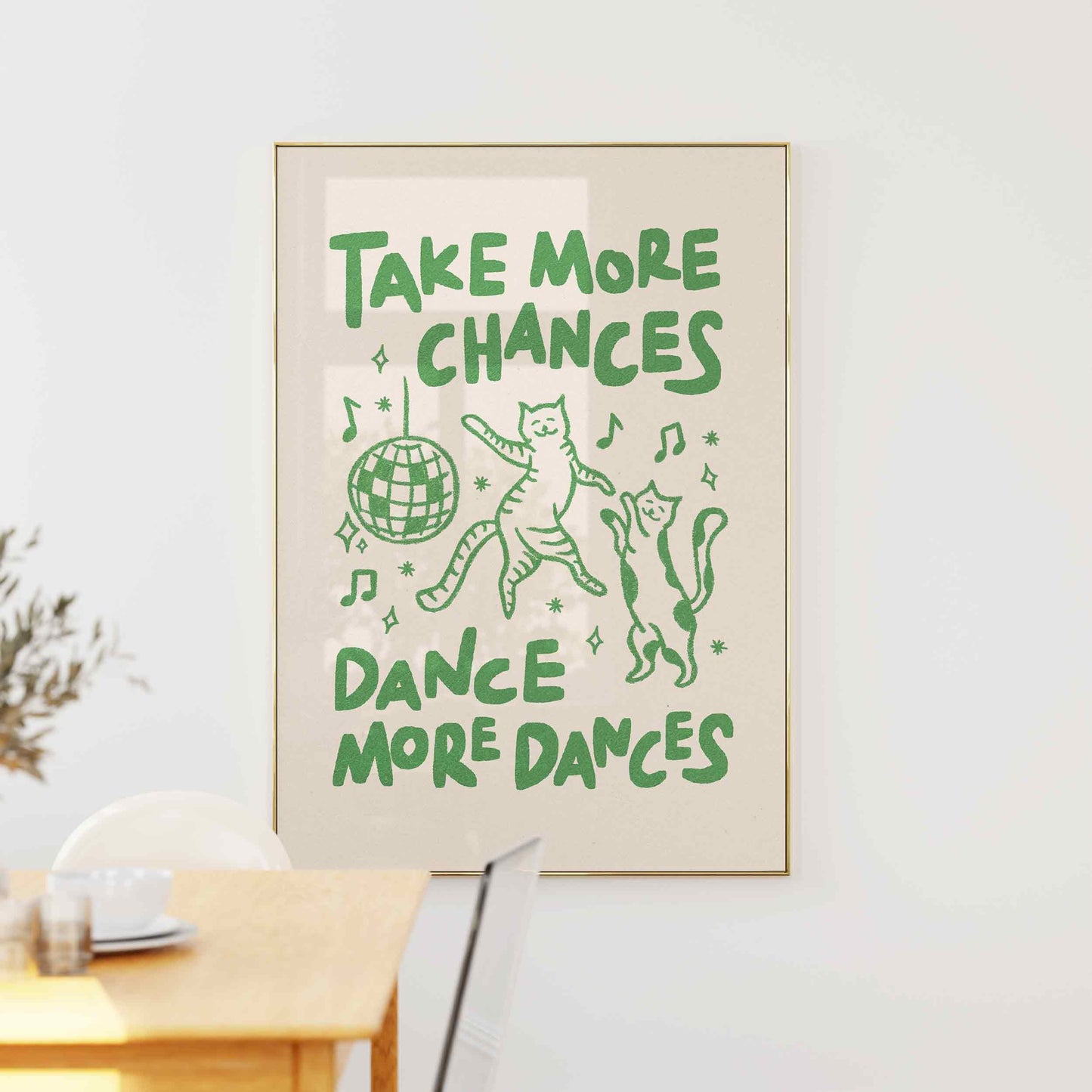 Take More Chances Cats Disco Print