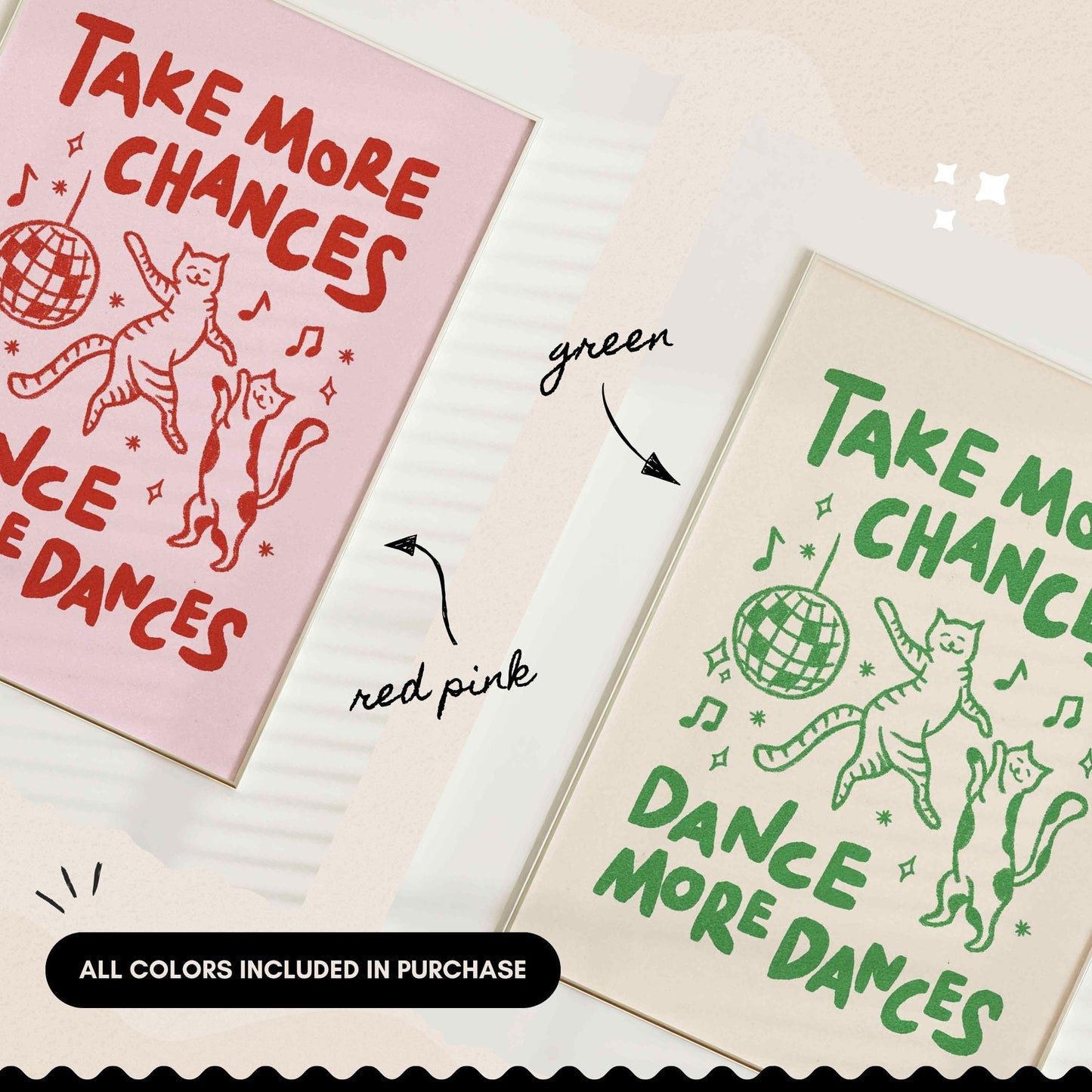 Take More Chances Cats Disco Print