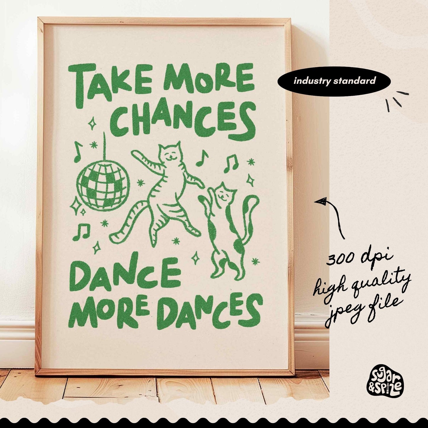 Take More Chances Cats Disco Print