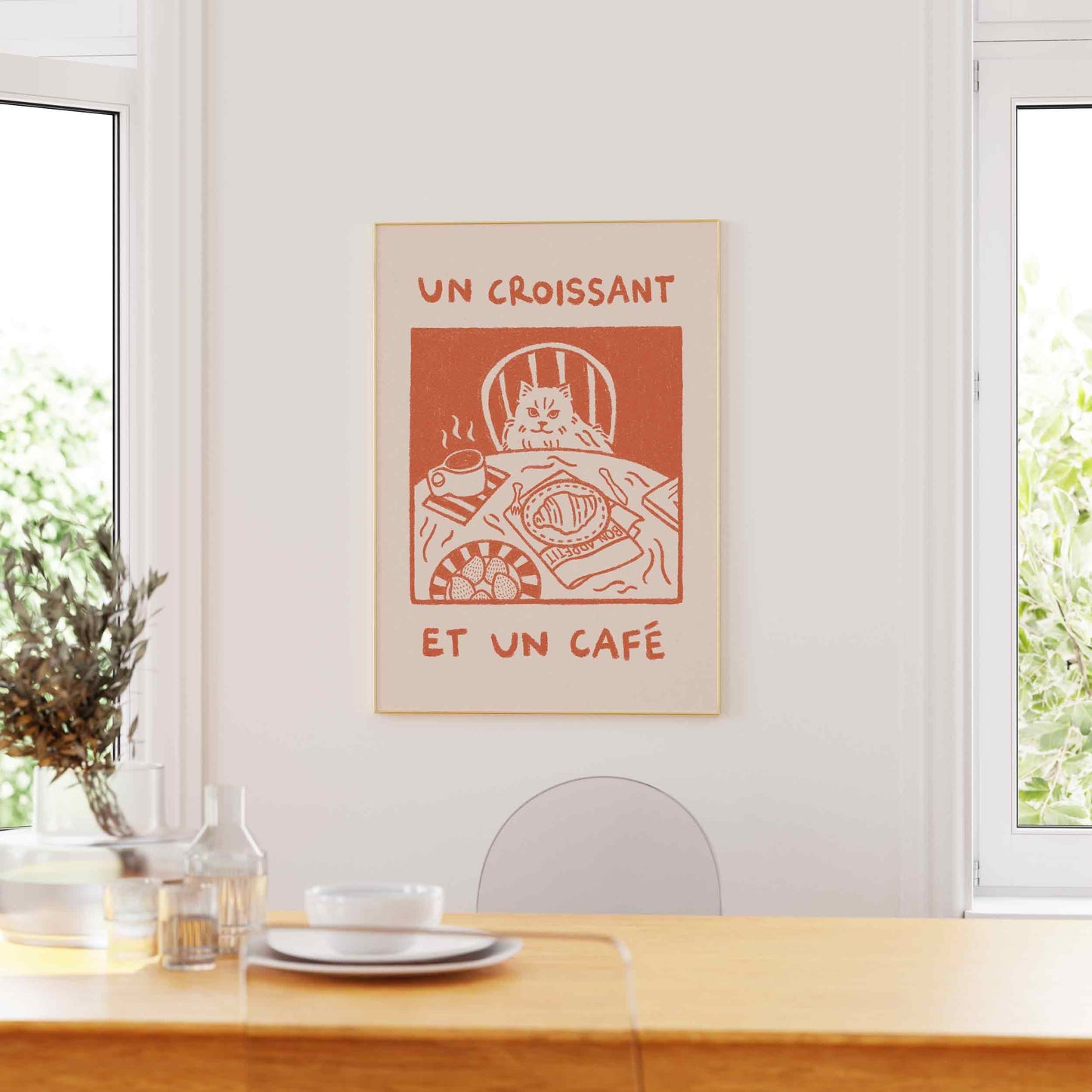 French Cafe Cat Print