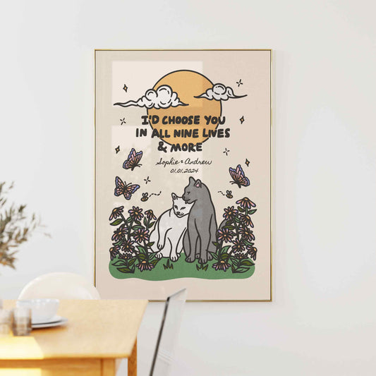 Personalized Cat Couple Print