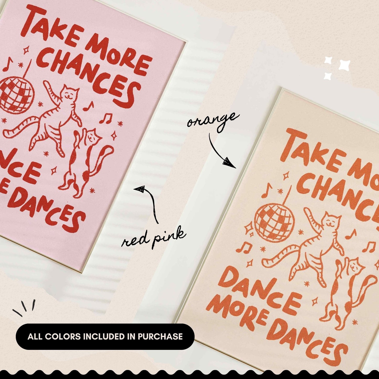 Take More Chances Cats Disco Print