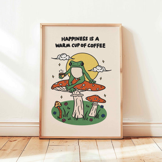 Frog Coffee Mushroom Print