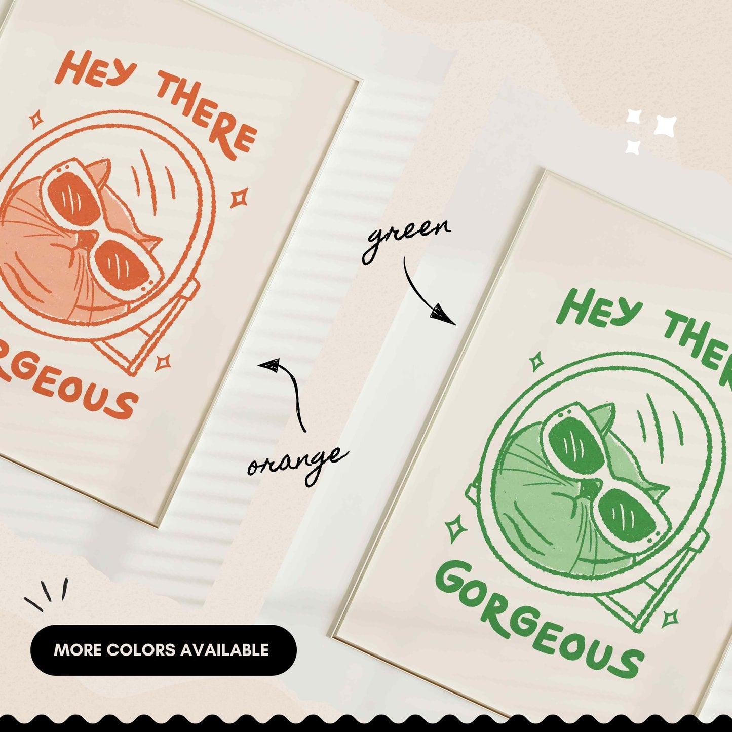 Hello Gorgeous Cat Print