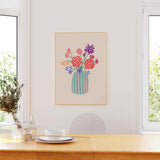 Flower Vase Striped Print