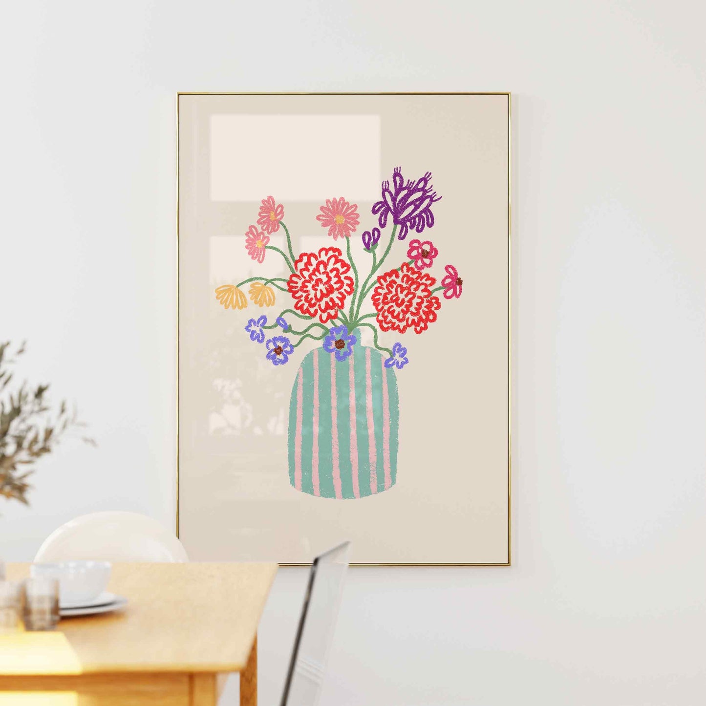 Flower Vase Striped Print