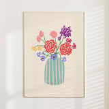 Flower Vase Striped Print