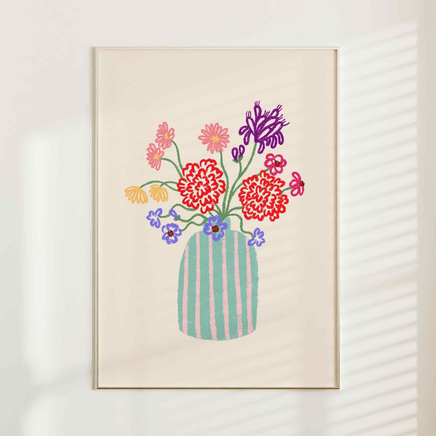 Flower Vase Striped Print