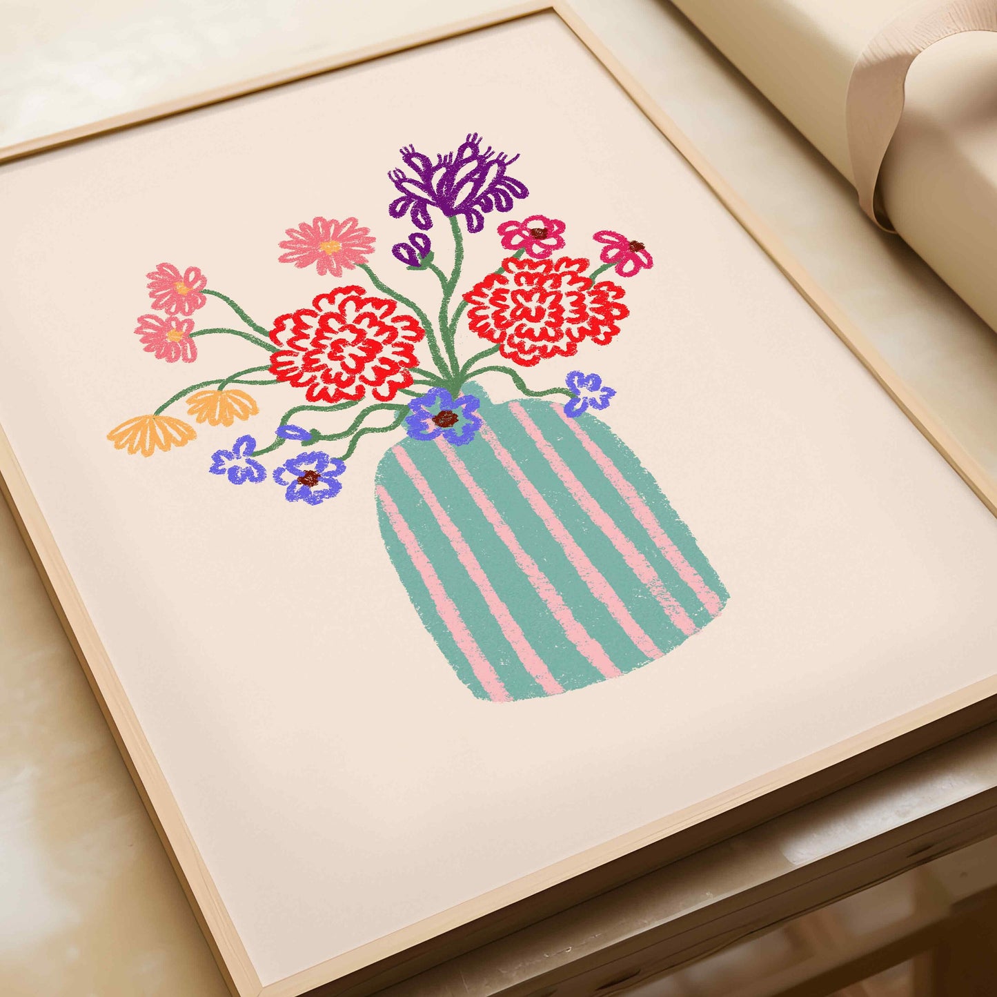 Flower Vase Striped Print