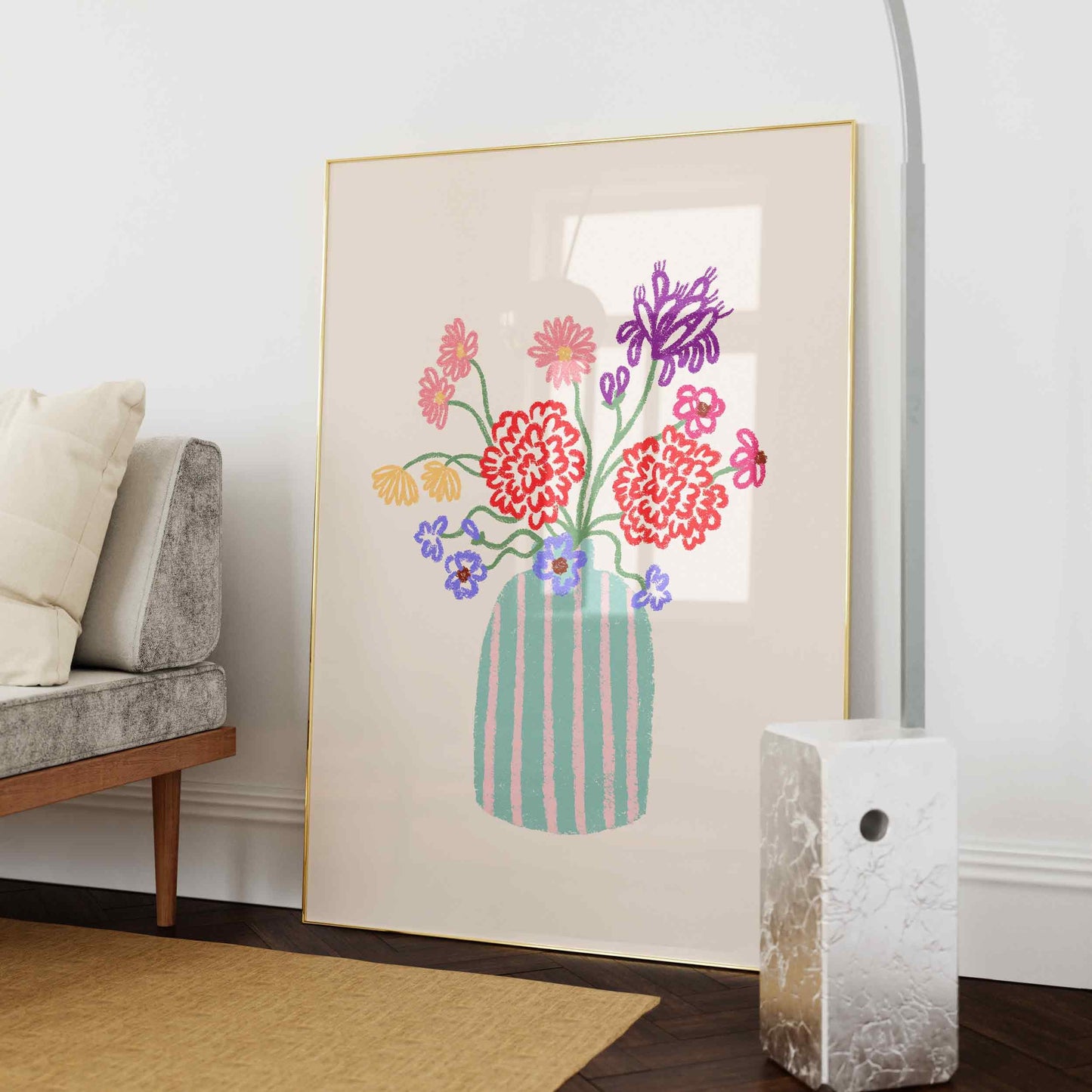 Flower Vase Striped Print