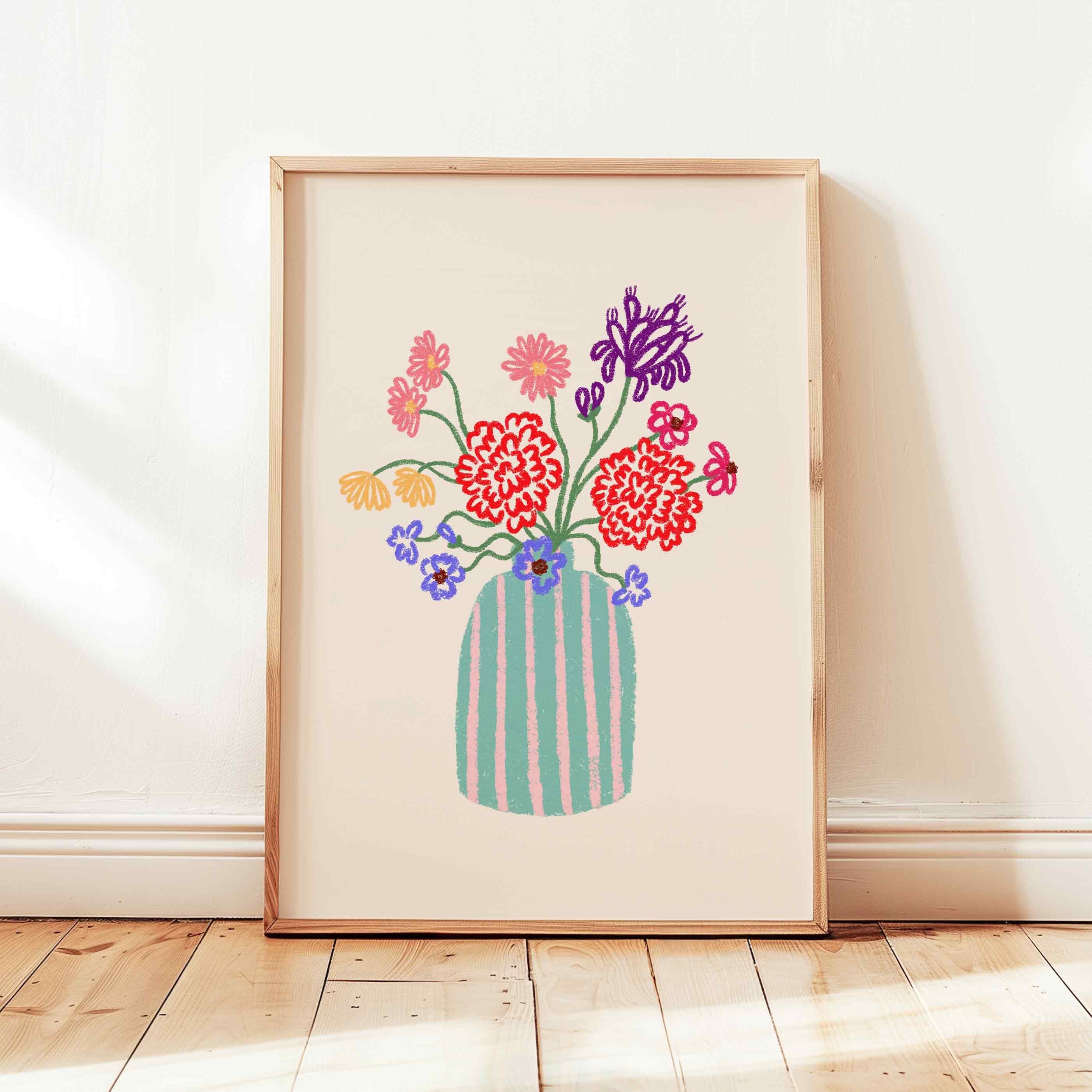 Flower Vase Striped Print
