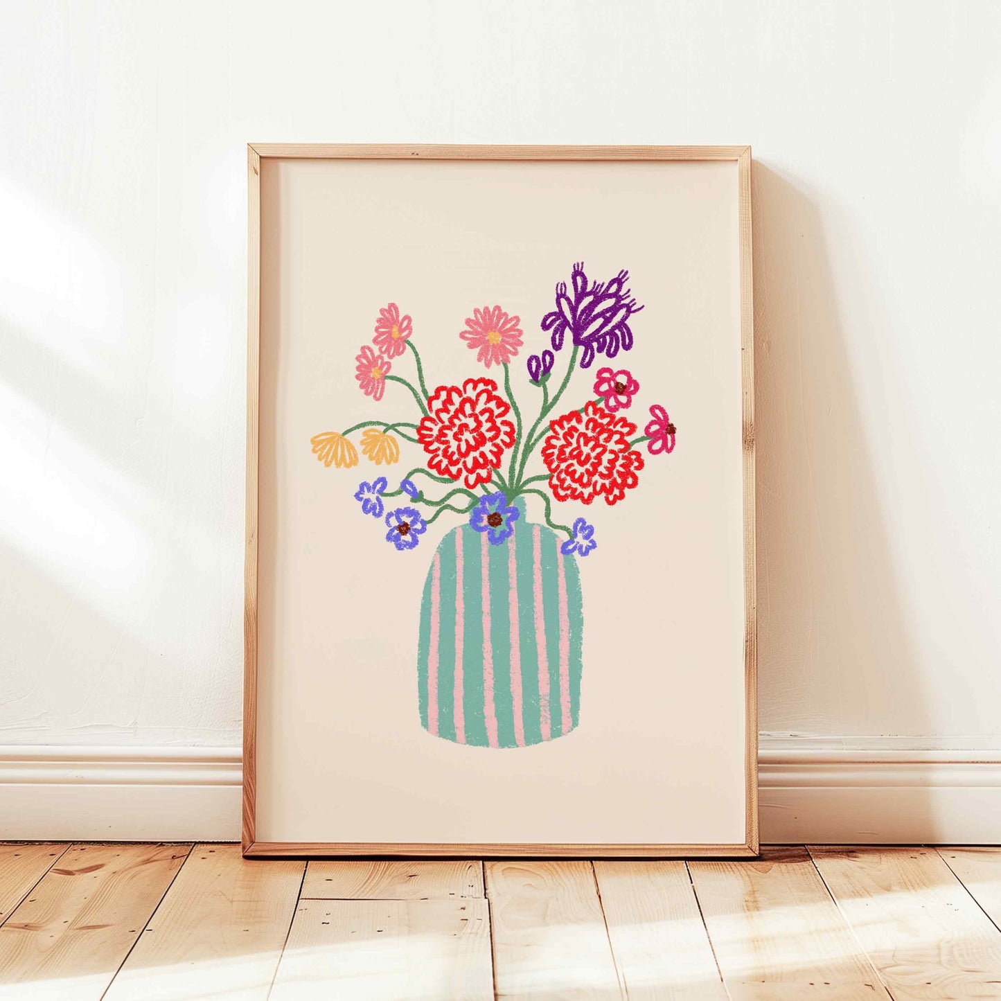 Flower Vase Striped Print