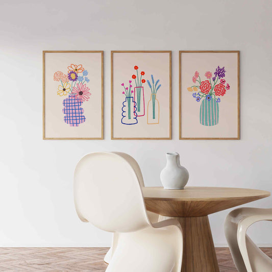 Flower Vase Print Set of 3