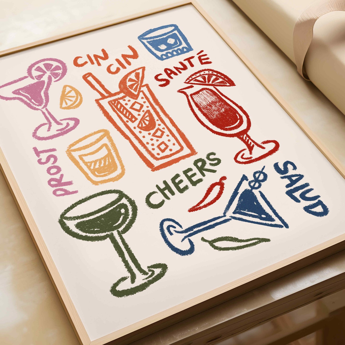 Cheers Colorful Drinks Print