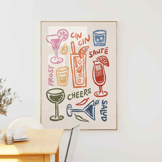 Cheers Colorful Drinks Print