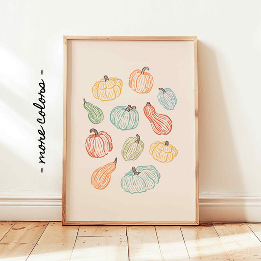 Colorful Pumpkin Fall Print