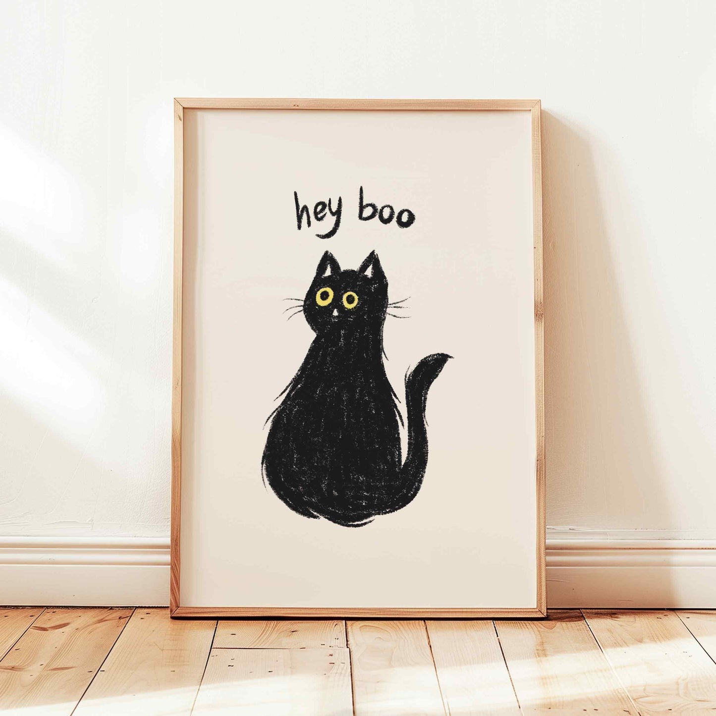 Hey Boo Halloween Cat Print