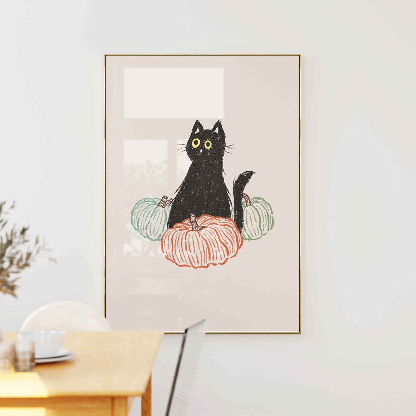 Halloween Pumpkin And Cat Print