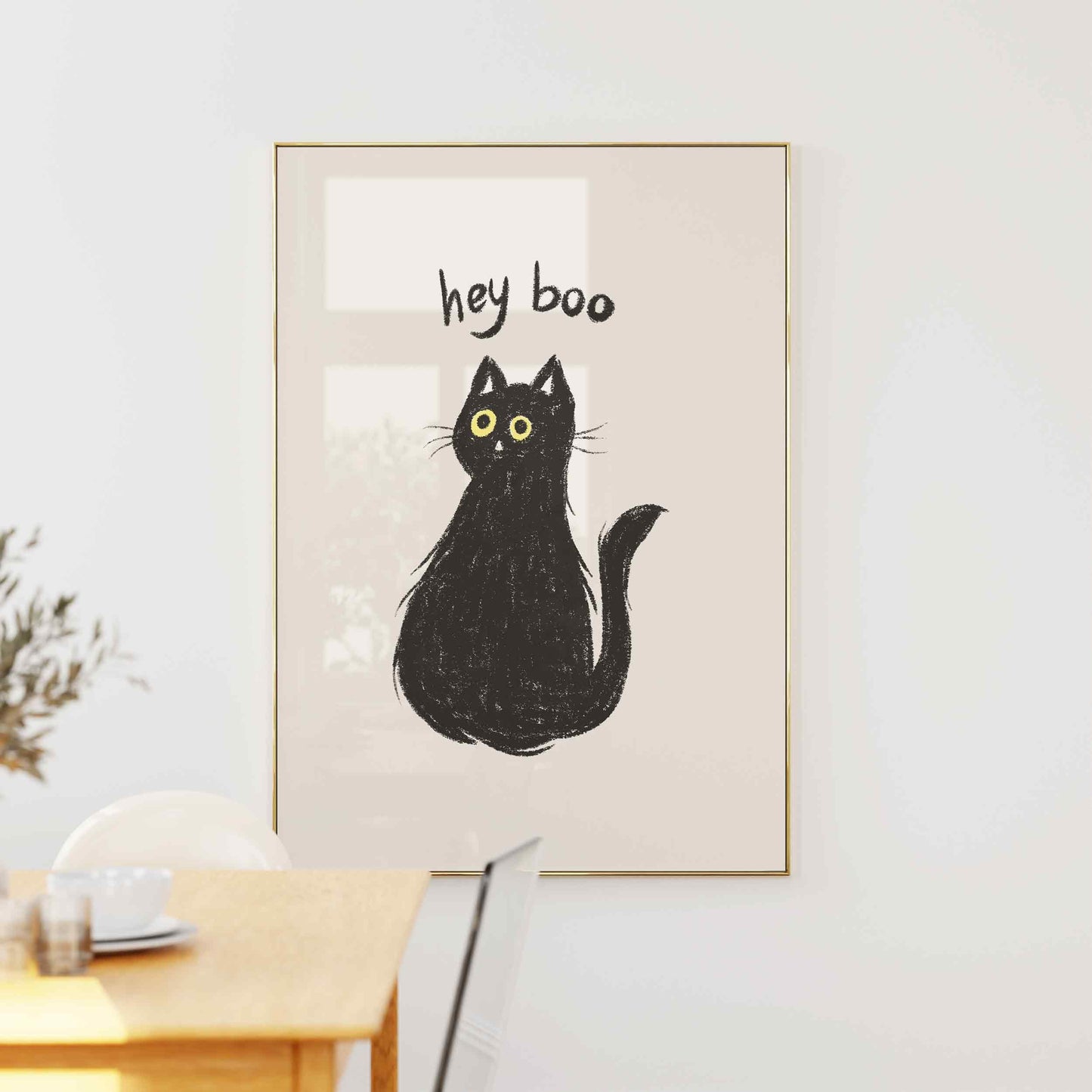 Hey Boo Halloween Cat Print