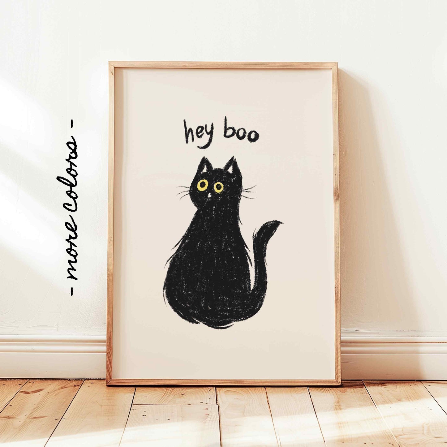 Hey Boo Halloween Cat Print