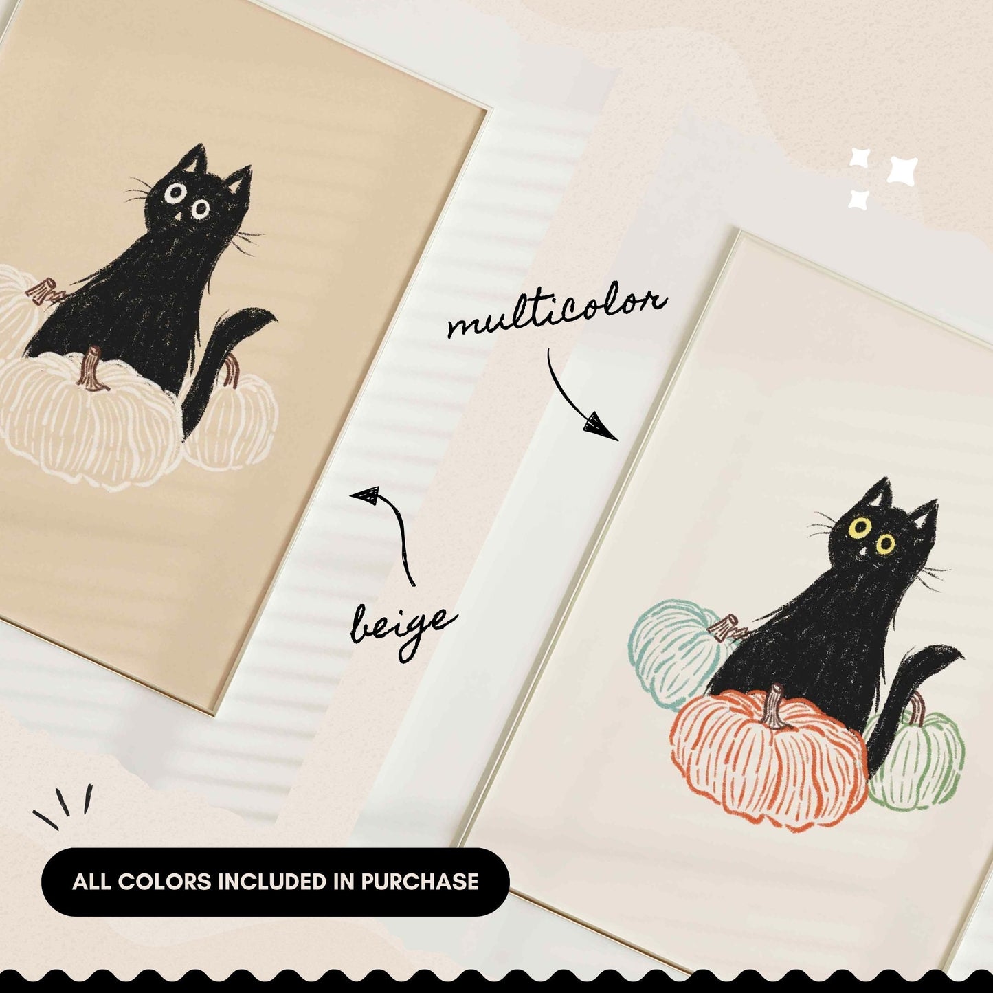 Halloween Pumpkin And Cat Print