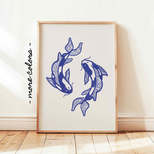 Koi Fish Hand Drawn Print