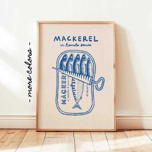 Mackerel Retro Tin Print