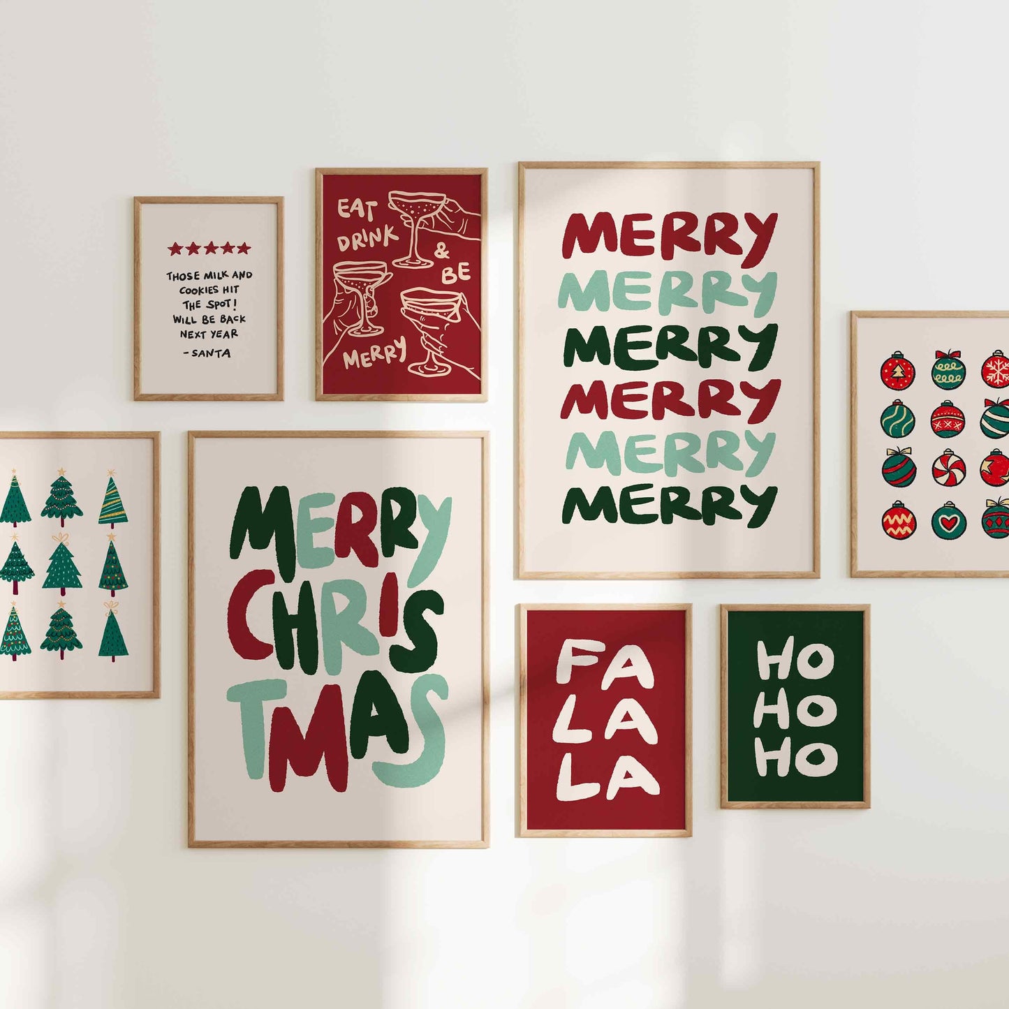 Classic Christmas Prints Set of 8