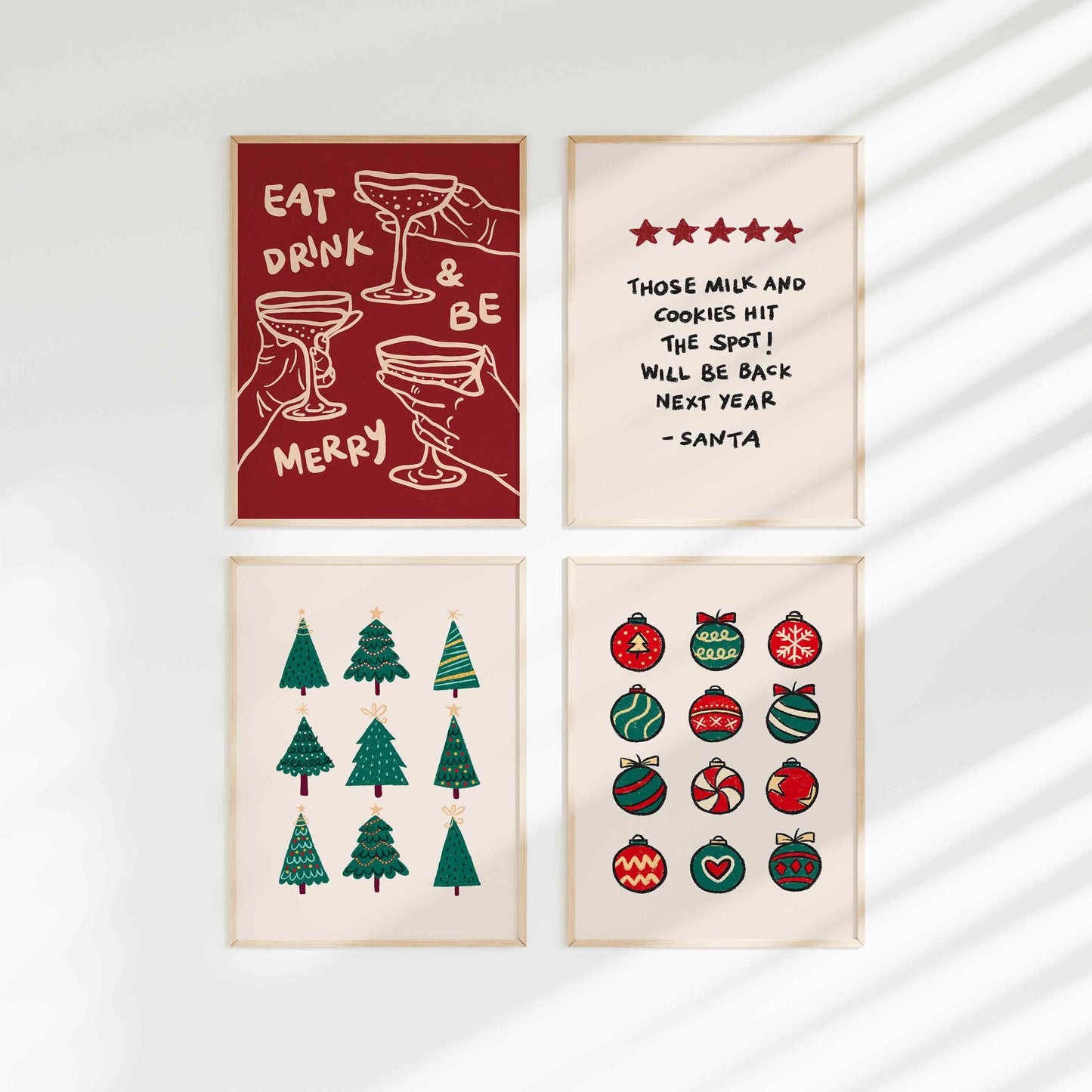 Classic Christmas Prints Set of 8