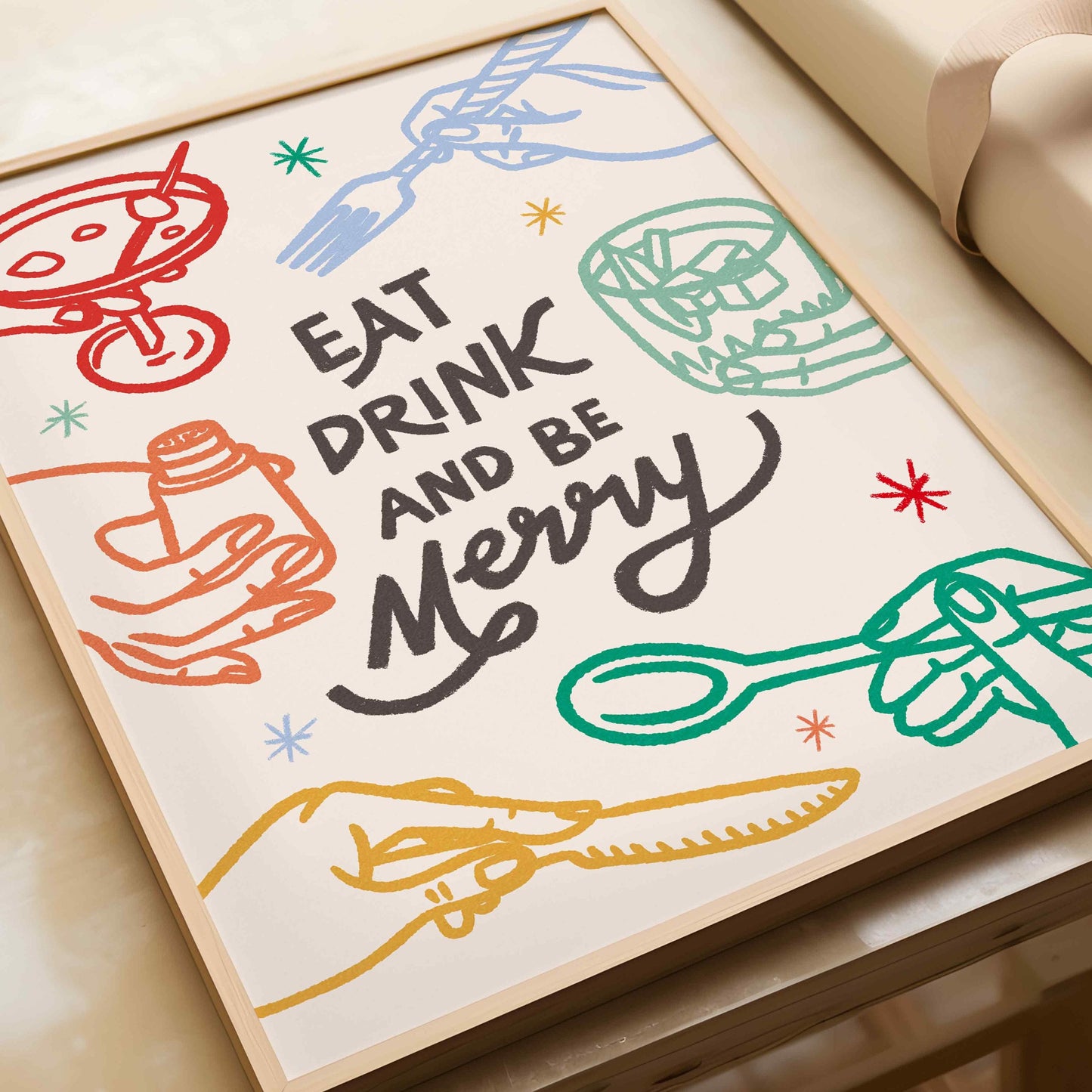 Eat Drink And Be Merry Christmas Print