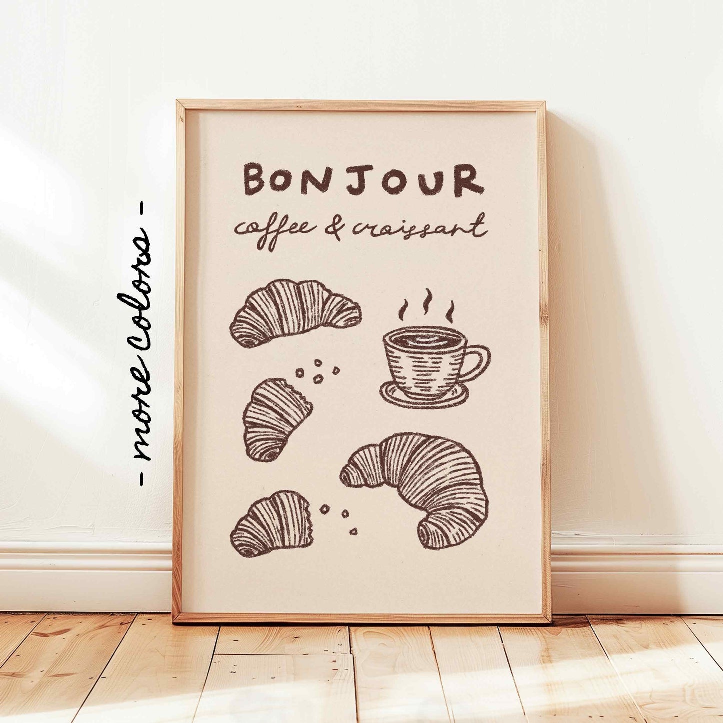 Bonjour Coffee Croissant Print