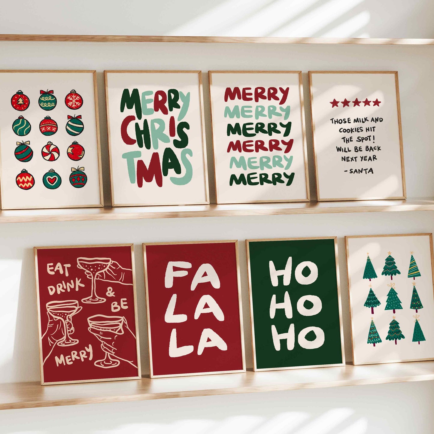 Classic Christmas Prints Set of 8