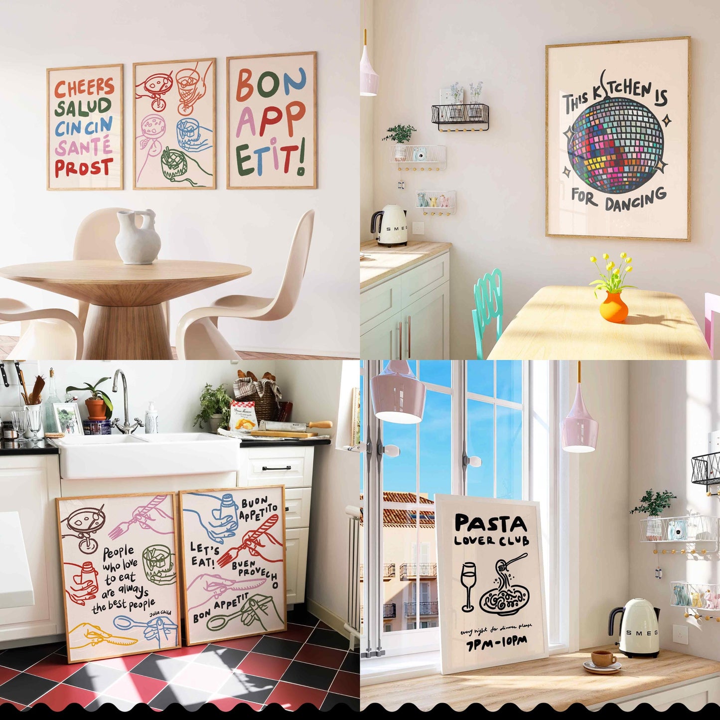 Cheers Kitchen Prints Set of 8