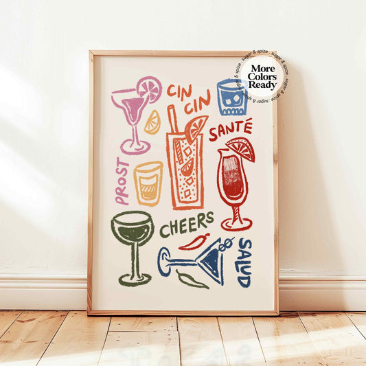 Cheers Colorful Drinks Print