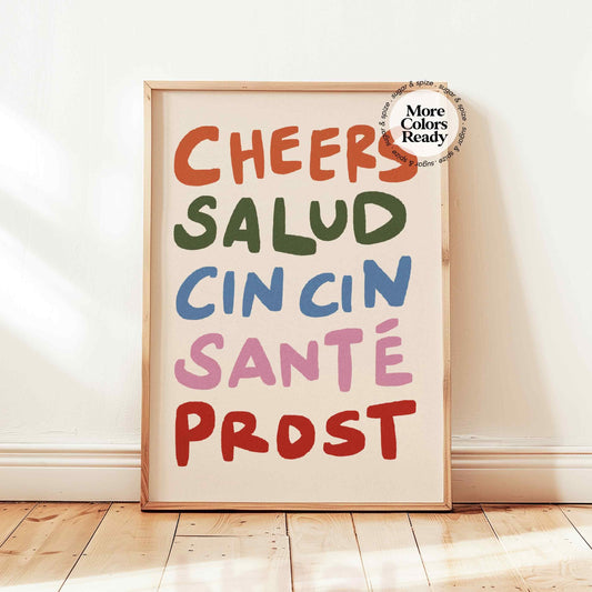 Cheers Salud Colorful Print