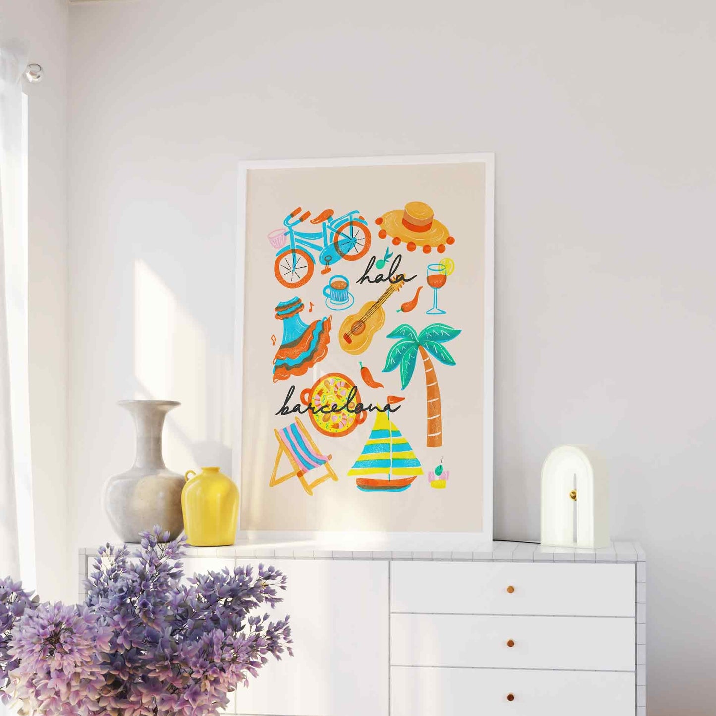 Hola Barcelona Retro Print