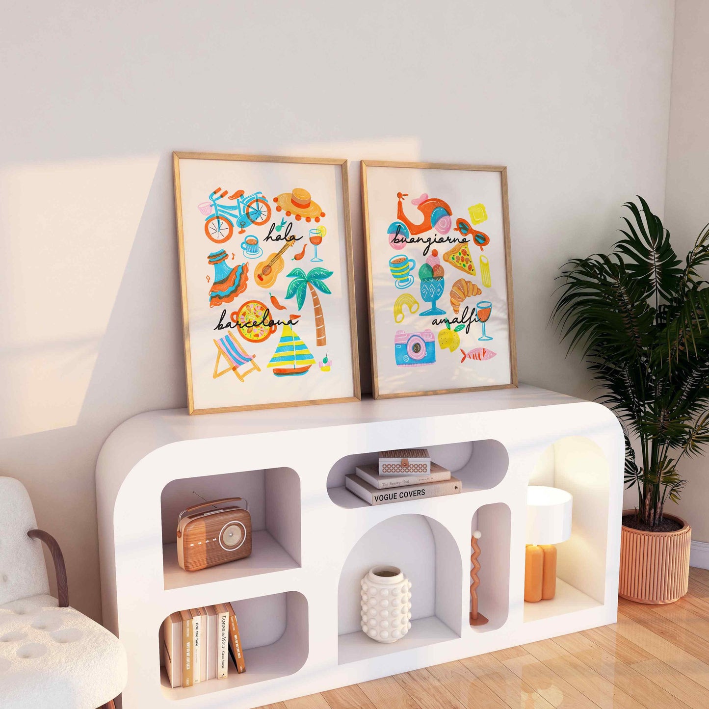 Hola Barcelona Retro Print