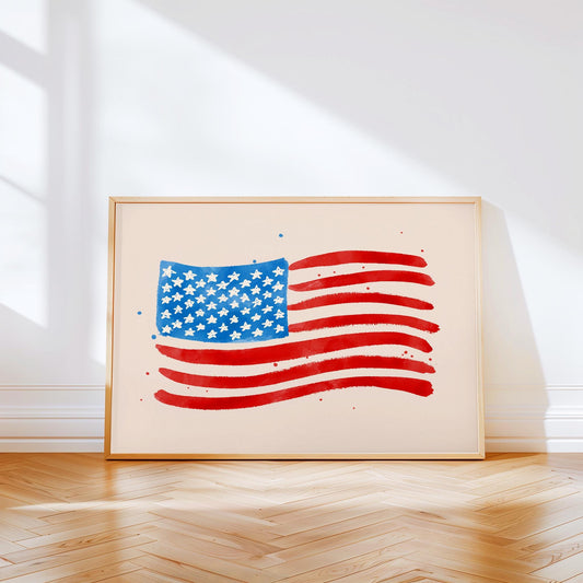 American Flag Watercolor Print
