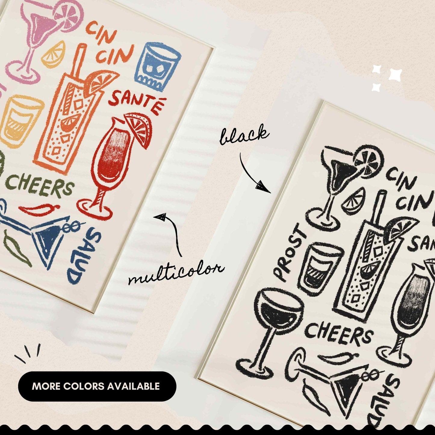 Cheers Colorful Drinks Print